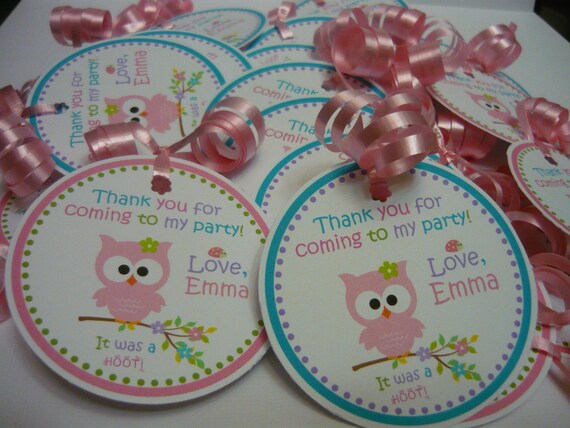 Owl party favor tags,owl decorations, owl tags, owl favor tags, owl gift tags, labels with clear bags Il_570xn