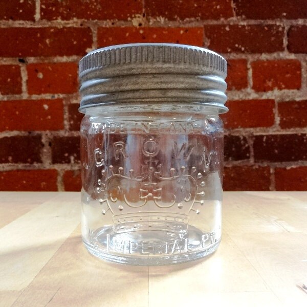 Crown Imperial Half 1/2 Pint Canning Jar w/ Zinc Lid and