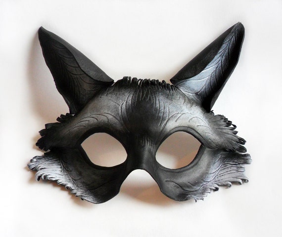 Black Fox Leather Half Mask by LibertiniArts on Etsy