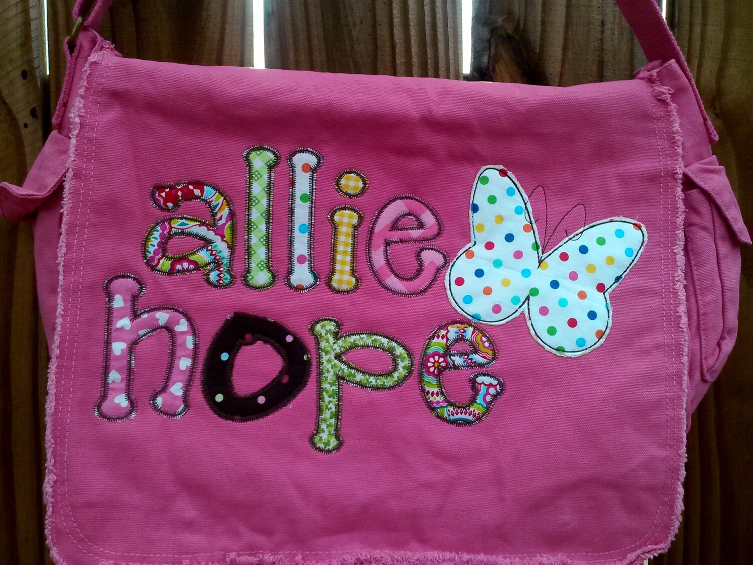 Large Raw Edge Messenger Bag or Diaper Bag by PigtailPuddleJumpers