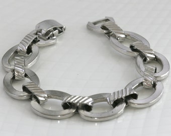 Vintage Sarah Coventry Signed Silver Tone Chunky Chain Link Bracelet