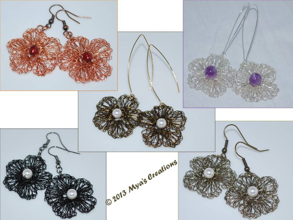 Download PDF Crocheted Wire Flower Earrings Tutorial How to make a