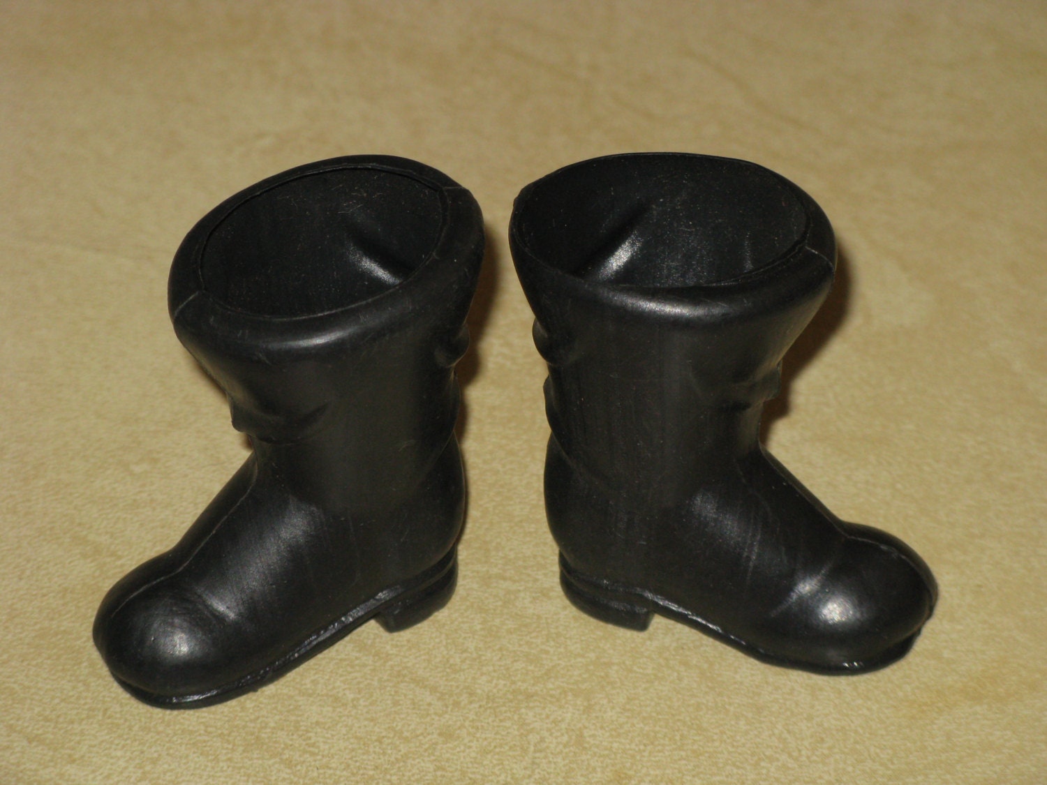 Vintage Black Santa Doll Boots Plastic 1960's ADORABLE