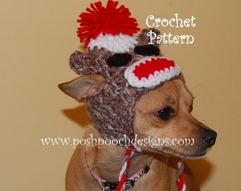 Instant Download Crochet Pattern Earflap Dog hat Small Dog