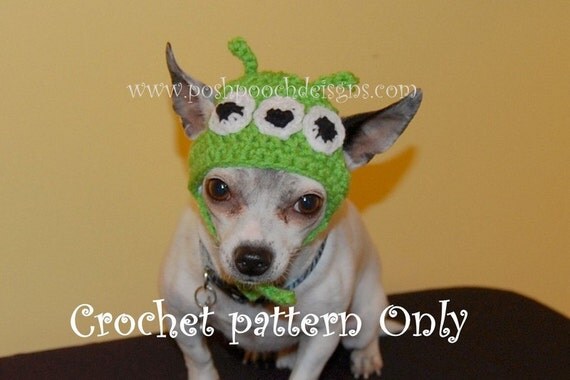 crochet dogs for pattern hat Dog Green Crochet Instant Download   Hat Small  Pattern Alien Eyed 3