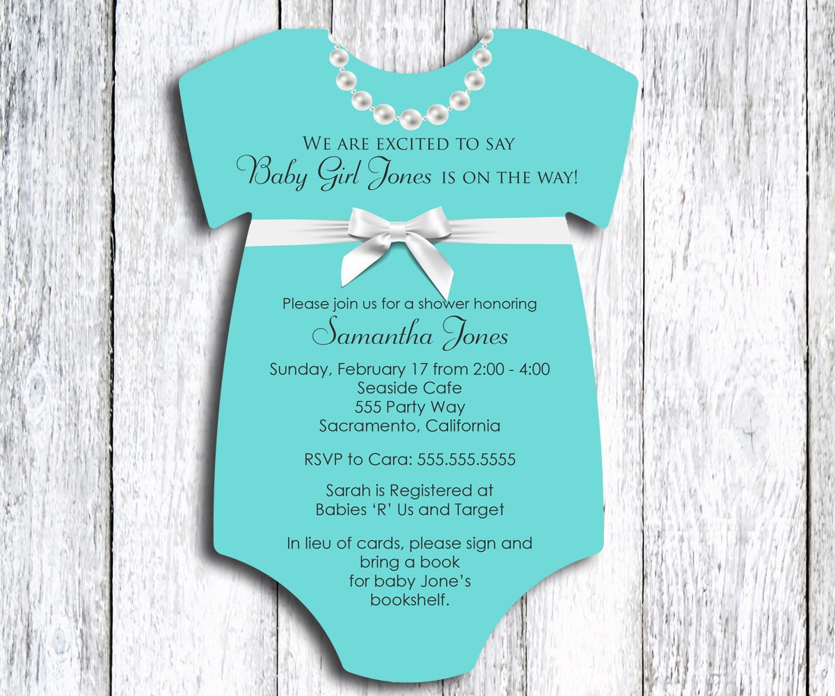 Robin's Egg Blue Onesie Baby Shower Invitation by SweetCartolina