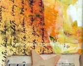Yellow and Orange, Mixed Media Collage, Star Yellow and Orange, Mixed Media Collage, Star