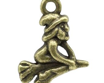 Bronze Witch Charms - Antique Bronze - 17.5x14mm - 25 pcs - Ships IMMEDIATELY from California - BC607