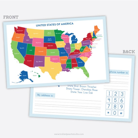 Activity Placemat for Kids - United States of America Map Placemat - laminated, double-sided Il_570xn