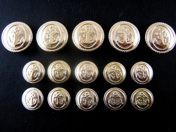 Silver or Gold Plastic Anchor Blazer Buttons by threadandtrimmings