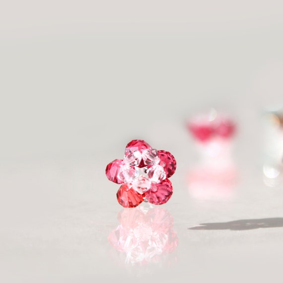 3D CRYSTAL FLOWER _ Padparadscha red