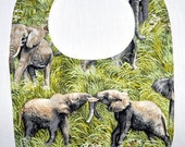 Elephant Cotton Print Small Baby Bib with Snap Closure