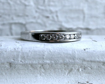 Vintage Channel 14K White Gold Diamond Wedding Band - 0.27ct