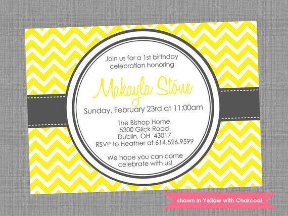 Printable Birthday Party Invitation - Birthday Themed Chevron Invite - Colors and Text Customizable Il_570xn