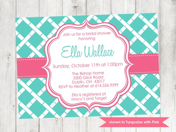 Bridal Shower Invitation - Printable Shower Themed Bamboo Invite - Colors and Text Customizable Il_570xn