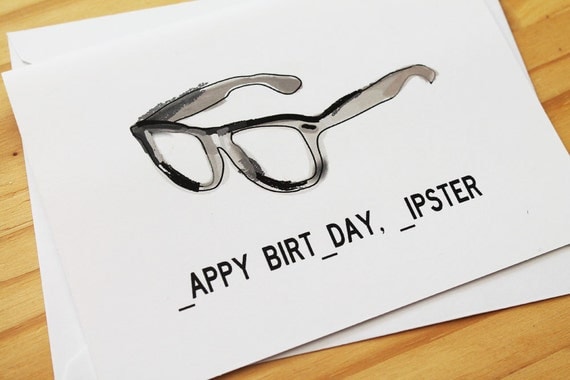 Items similar to Happy Birthday, Hipster - Cool Birthday / Funny ...