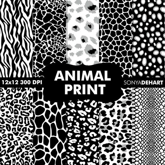 Animal Print Papers, Animal Print Pages, Animal Patterns, Black Animal Print, Zebra Papers, Animal Print Digital, Digital Paper Il_570xn