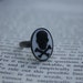 Black On White Skull & Crossbones Cameo Ring - Silver (Adjustable)