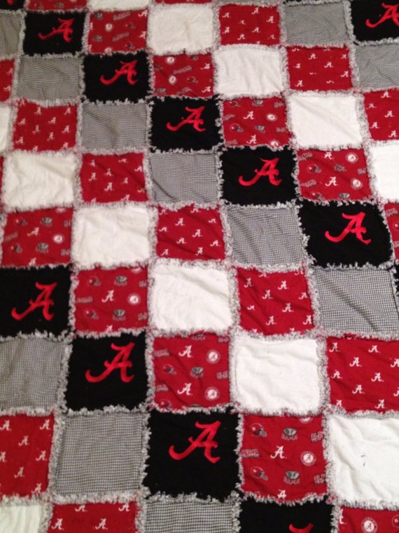 Items similar to Alabama football embroidered flannel rag quilt ROLL ...