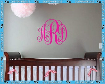 Personalized Monogram Vinyl Wall Decal / Nursery Decal / Girly Decal / Teen Wall Decal / Tween Decal / Large Wall Decal / Couples Decal