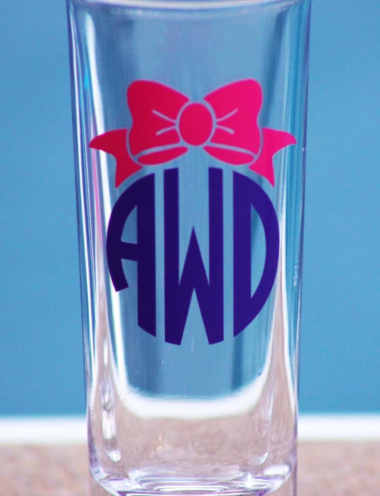 3 Personalized Monogrammed Shot Glass With Bow By Alishasdesigns 5636