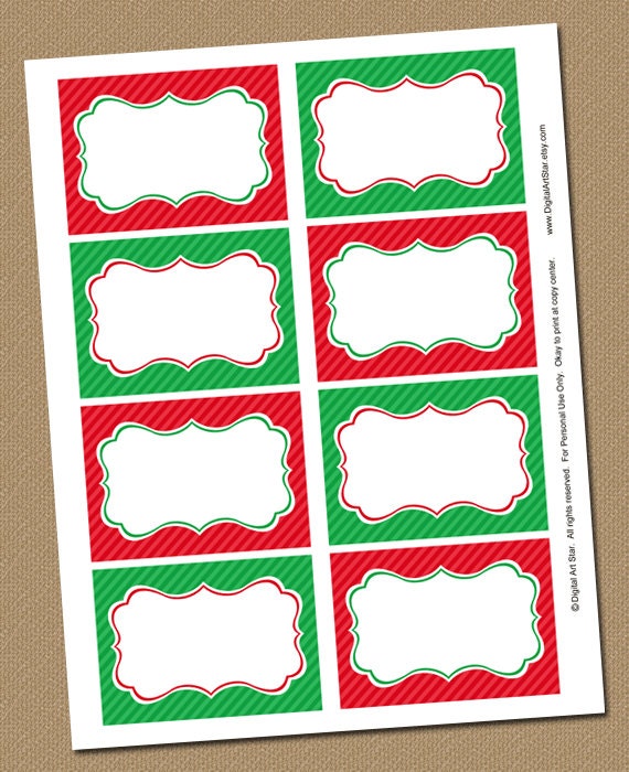 Christmas Buffet Cards Labels Place Cards Food by digitalartstar