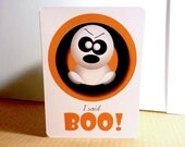 Ghost Orange Halloween Note Cards - 10 pk folded cards Ready to Ship - I said BOO! Il_170x135