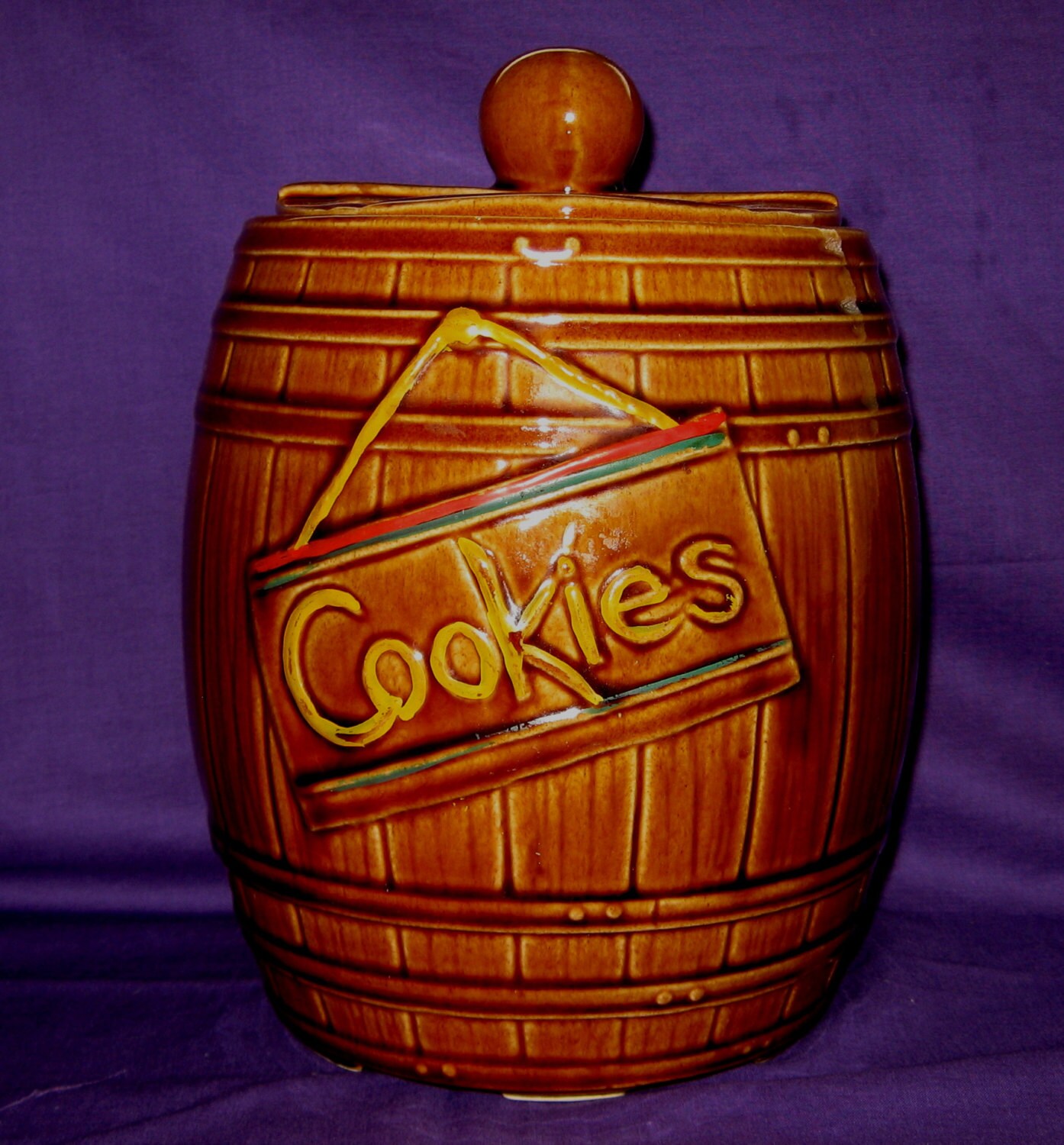 McCoy Cookie Barrel Cookie Jar 1950s 1960s Ceramic Pottery