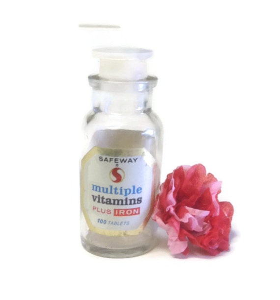 Vintage Glass Safeway Vitamin Bottle Apothecary by RescuedInTime