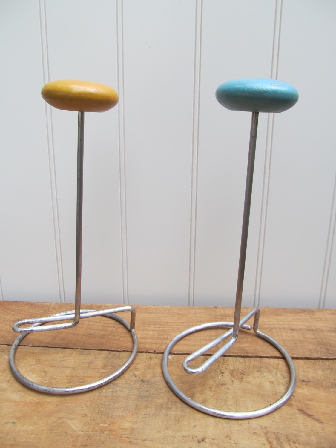 Vintage Pair Wood and Metal Hat Stand by Mumscottage on Etsy