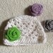 White hat with 7 roses with clips on the back
