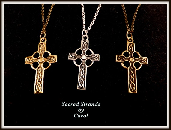 Celtic Cross Necklace Antique Silver/Antique Brass-plated