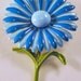 Vintage Enamel Flower Brooch MOD Light Blue and Aqua - Beautiful