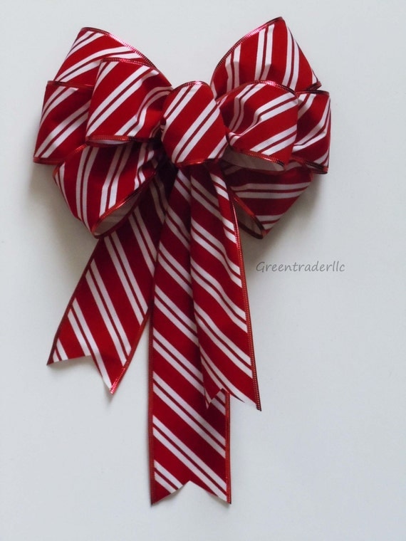 Christmas Candy Cane Bow In / Outdoor Wreath by 