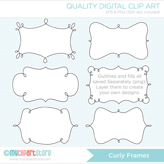 Frames Curly Frame / Baby Frame Clipart Instant Download