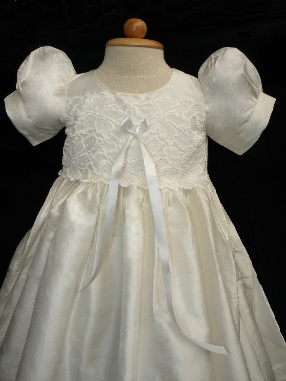Exquisite Silk Christening Gown Baptism Gown Beautiful by Caremour