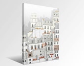 Paris illustration - Canvas print - Paris Montmartre - 12x16 canvas print,Paris canvas print,Paris decor,white,French fine art