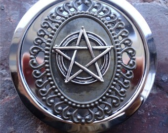 Wicca Pentagram Compact Mirror - Wiccan Pagan Witchcraft - Goth - Make Up - Cosmetics - Pocket Mirror