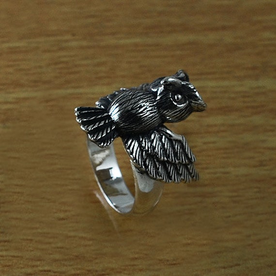Owl Ring Sterling Silver owl ring Harry style owl by handplayart