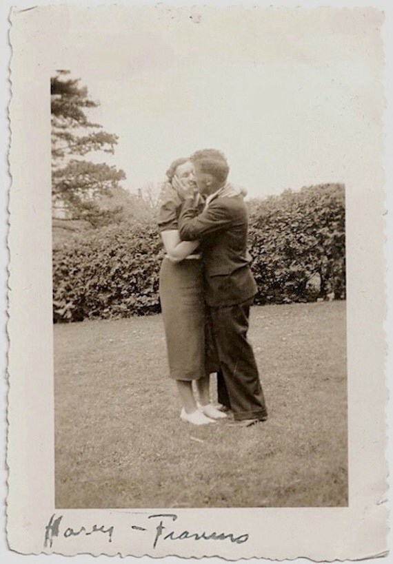 Old Photo Couple Kiss 1930s Photograph vintage