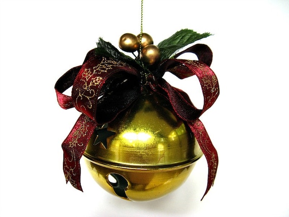 Large jingle bell ornament, Christmas decoration, Home accent, Winter ...