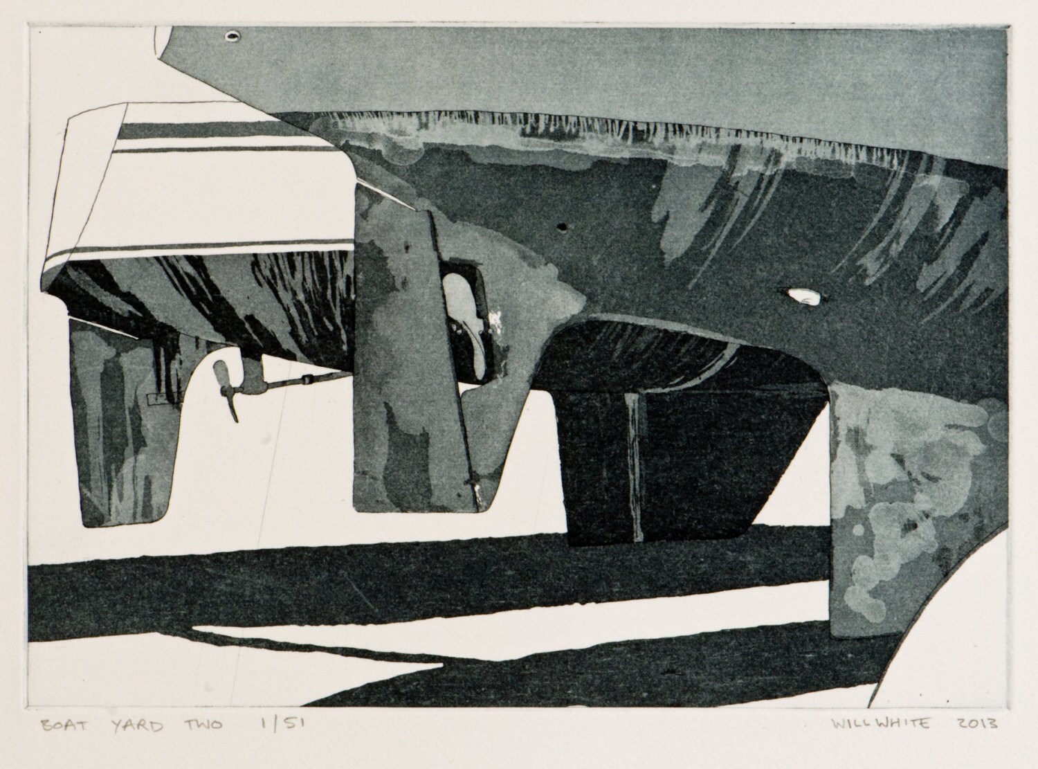 Original Etching of Boat Boat Print Etching with Aquatint