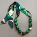Green and White Silk and Bead Necklace / Feminine Floral Chunky Statement Jewelry / Fabric Necklace / Green Forest / Woodland Autumn Fashion