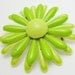 Green Daisy Enameled Brooch Pin 1960s adorable