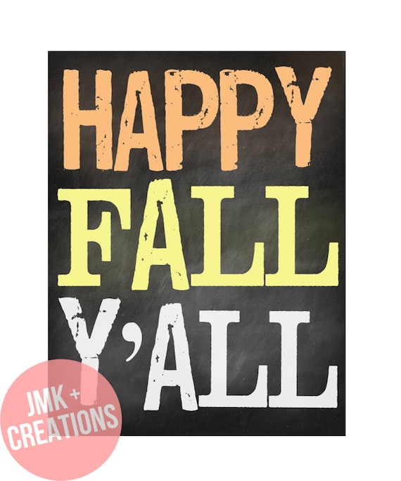 Ombre Happy Fall Ya'll Chalkboard Print