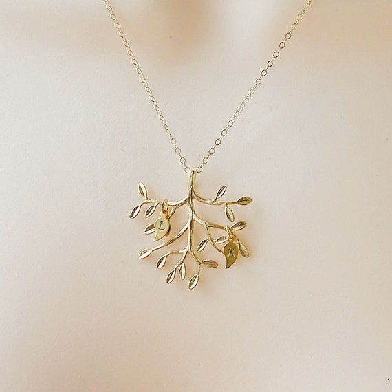 Personalized Gold Tree Necklace 14k gold filled chain Tree