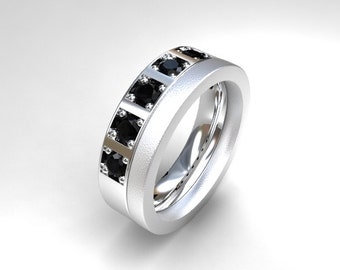 Mens palladium diamond wedding ring