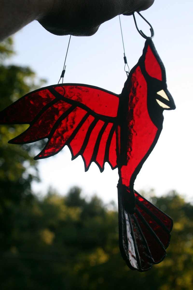 Stained Glass 3d Cardinal Bird Suncatcher