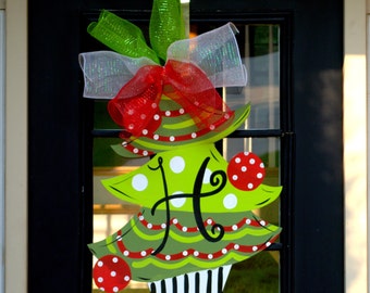 Items similar to Santa Door Hanger, Christmas Wreath, Christmas Door ...