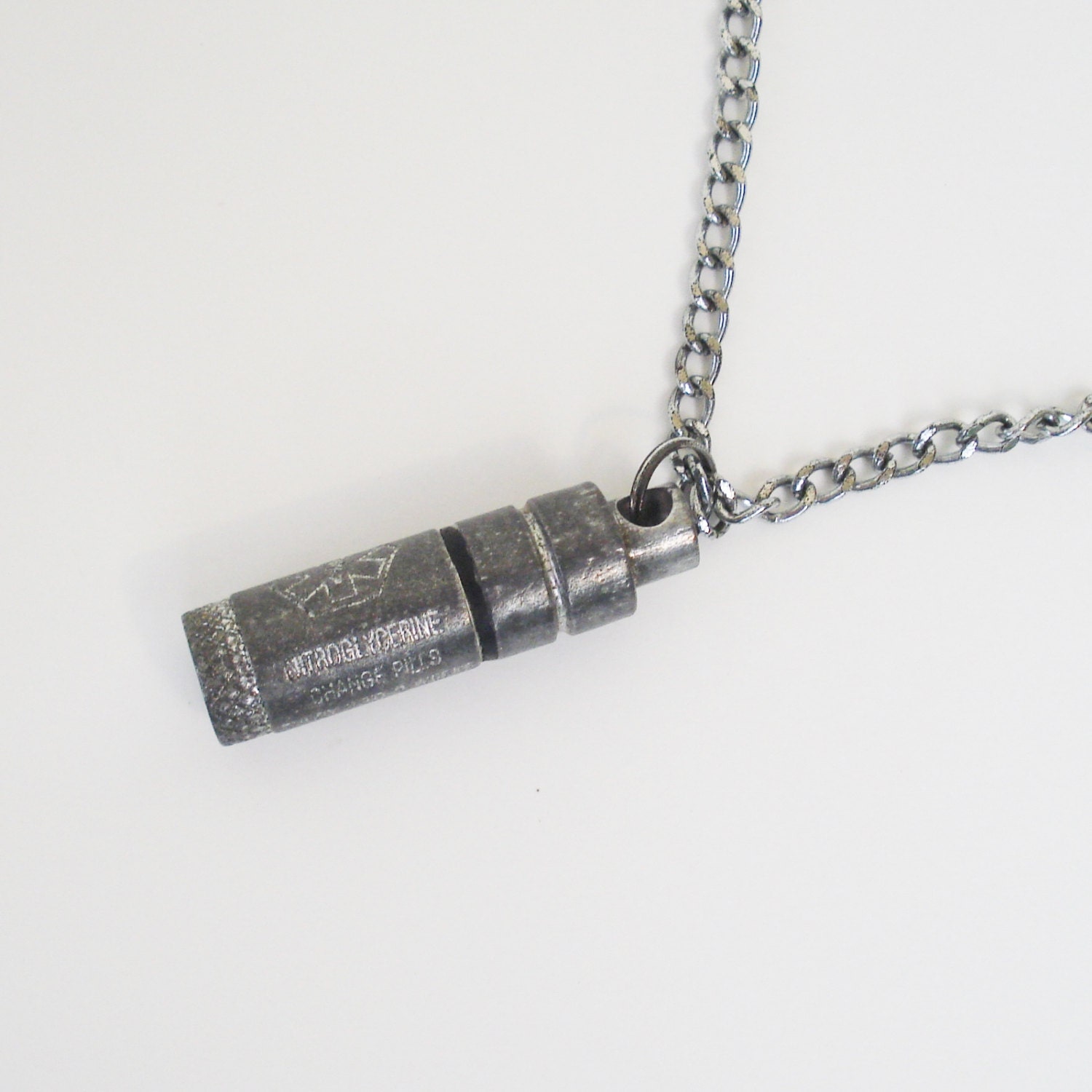 Vintage Nitroglycerine Pill Necklace / Pill Carrier Pendant
